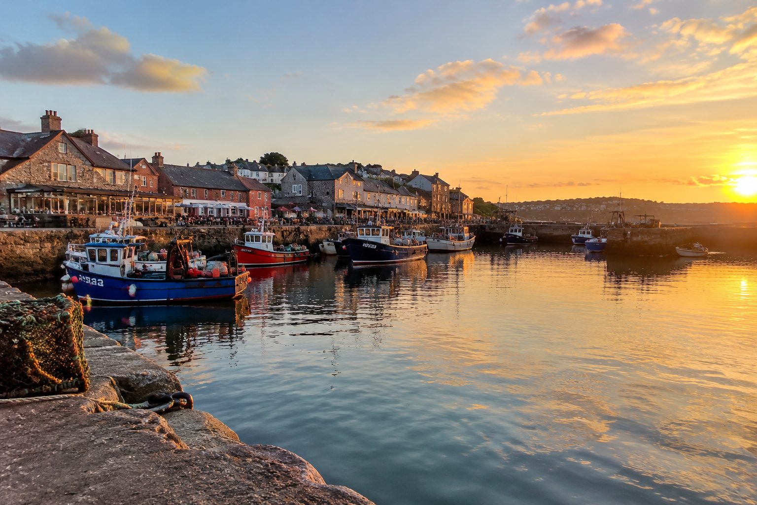 Padstow harbour at golden hour